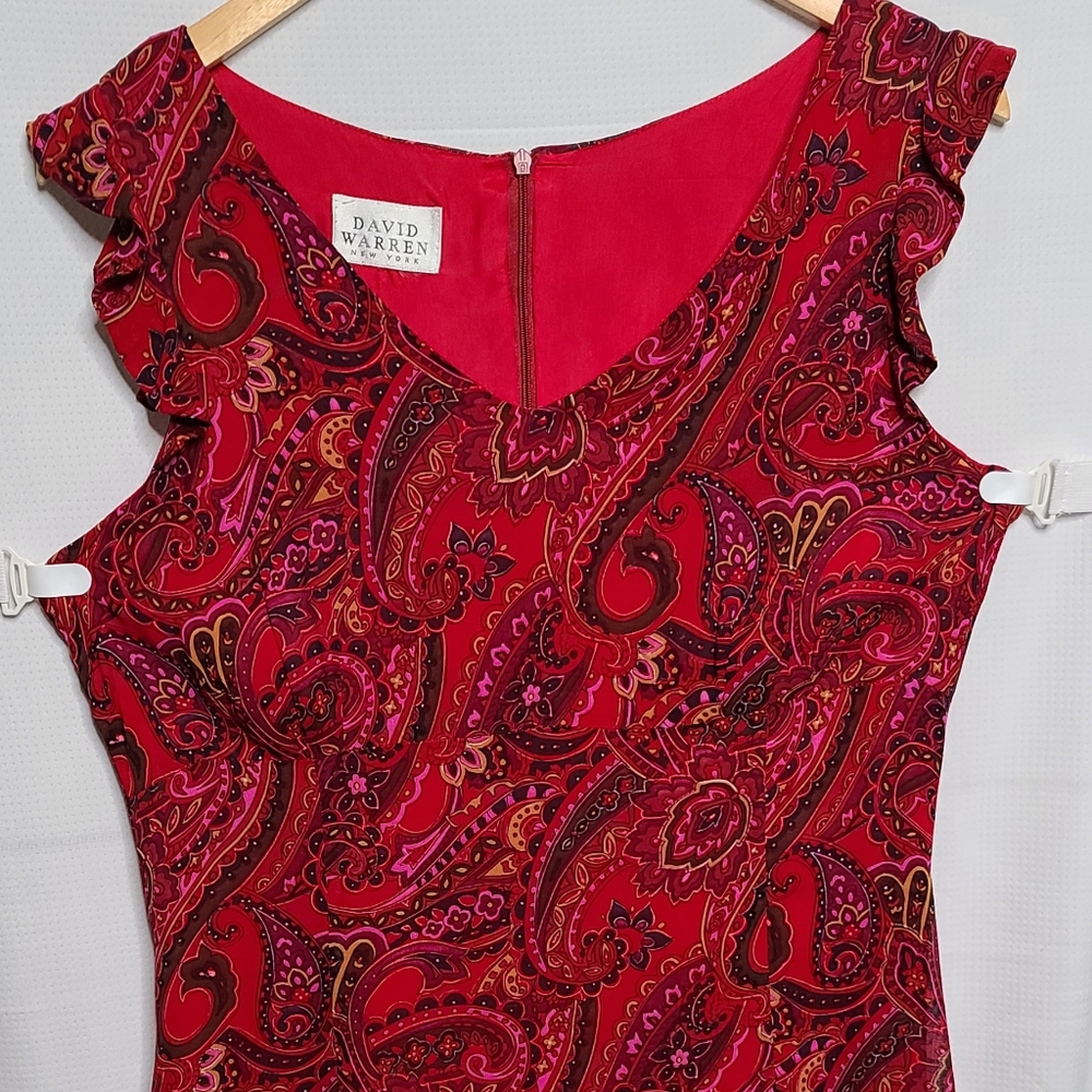 David Warren Paisley Red Maxi Dress